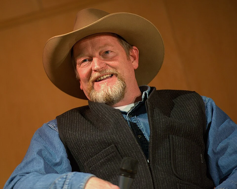 Author Craig Johnson wearing a cowboy hat, the creator of the Walt Longmire mystery novel series